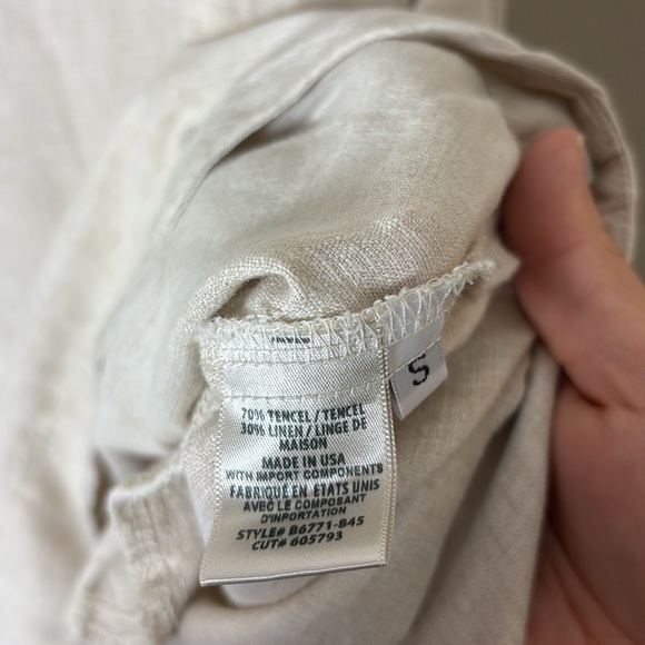 Bella Dahl Linen Tencel Blend lace up Neck Beige Dress size Small - Picture 6 of 9